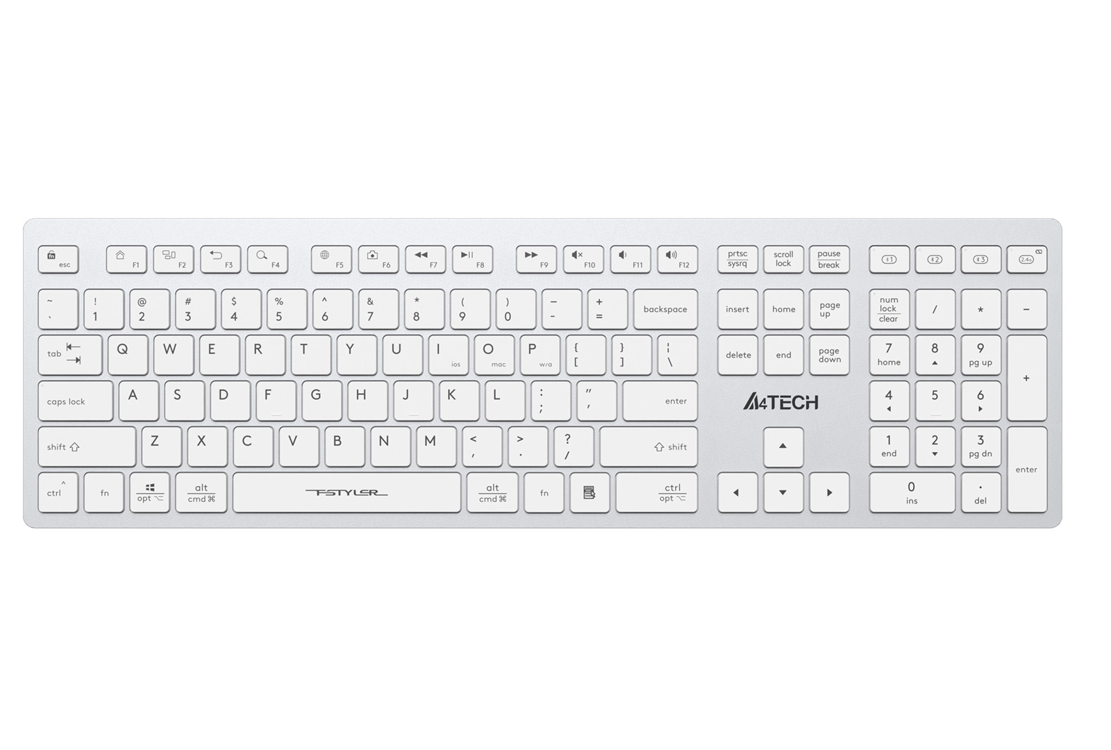 Клавиатура мембранная беспроводная A4Tech Fstyler FBX50C, белая