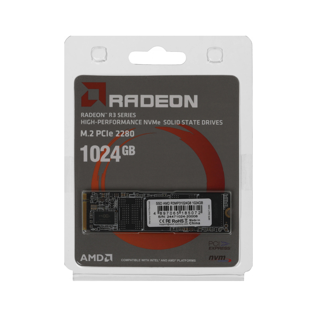 Твердотельный накопитель SSD AMD Radeon R3MP30512G8 512GB M.2 NVMe PCIe 3.0x4