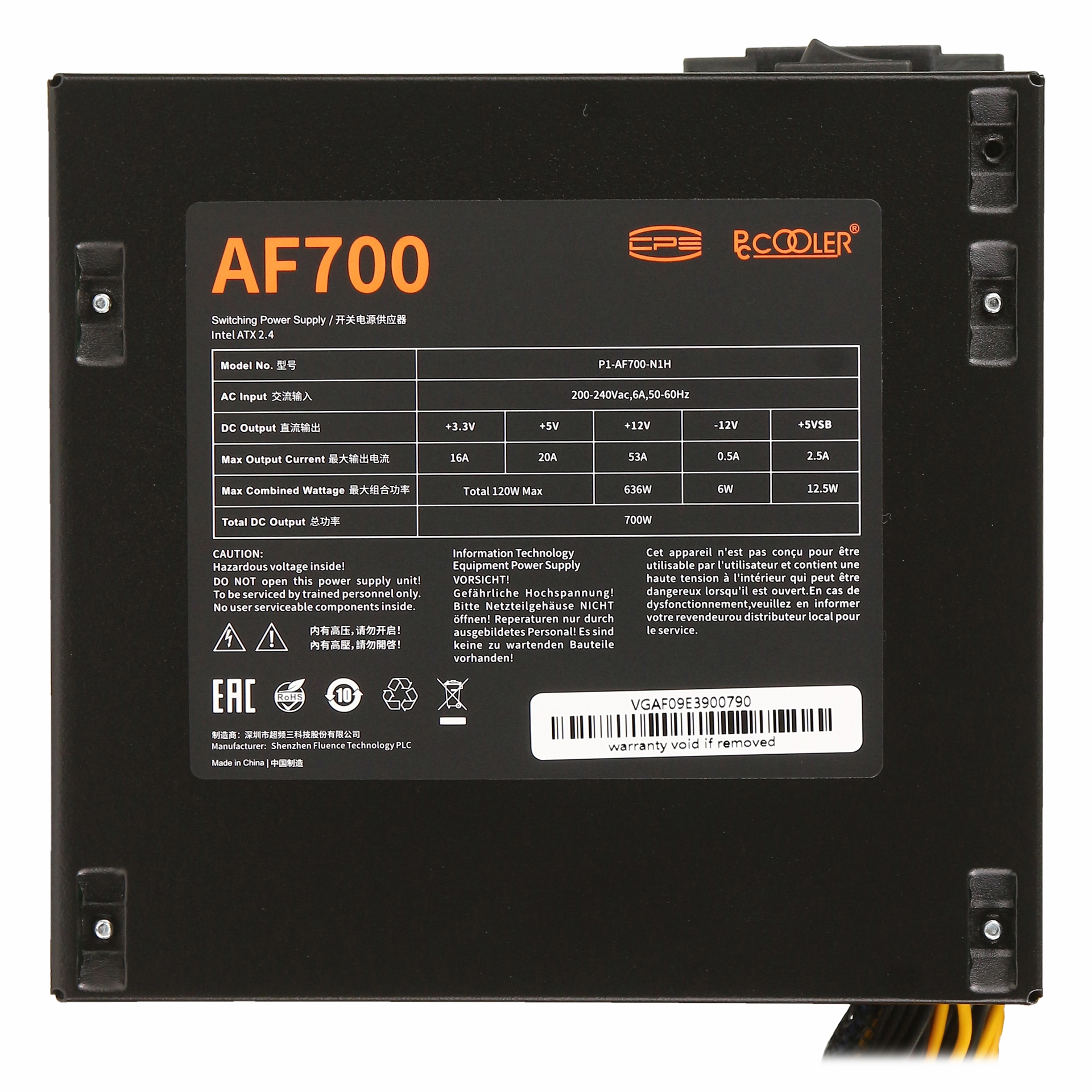 Блок питания PCCooler AF700 700W (P1-AF700-N1HWBK1-EU) – купить недорого с доставкой по Алматы и Казахстану фото 4