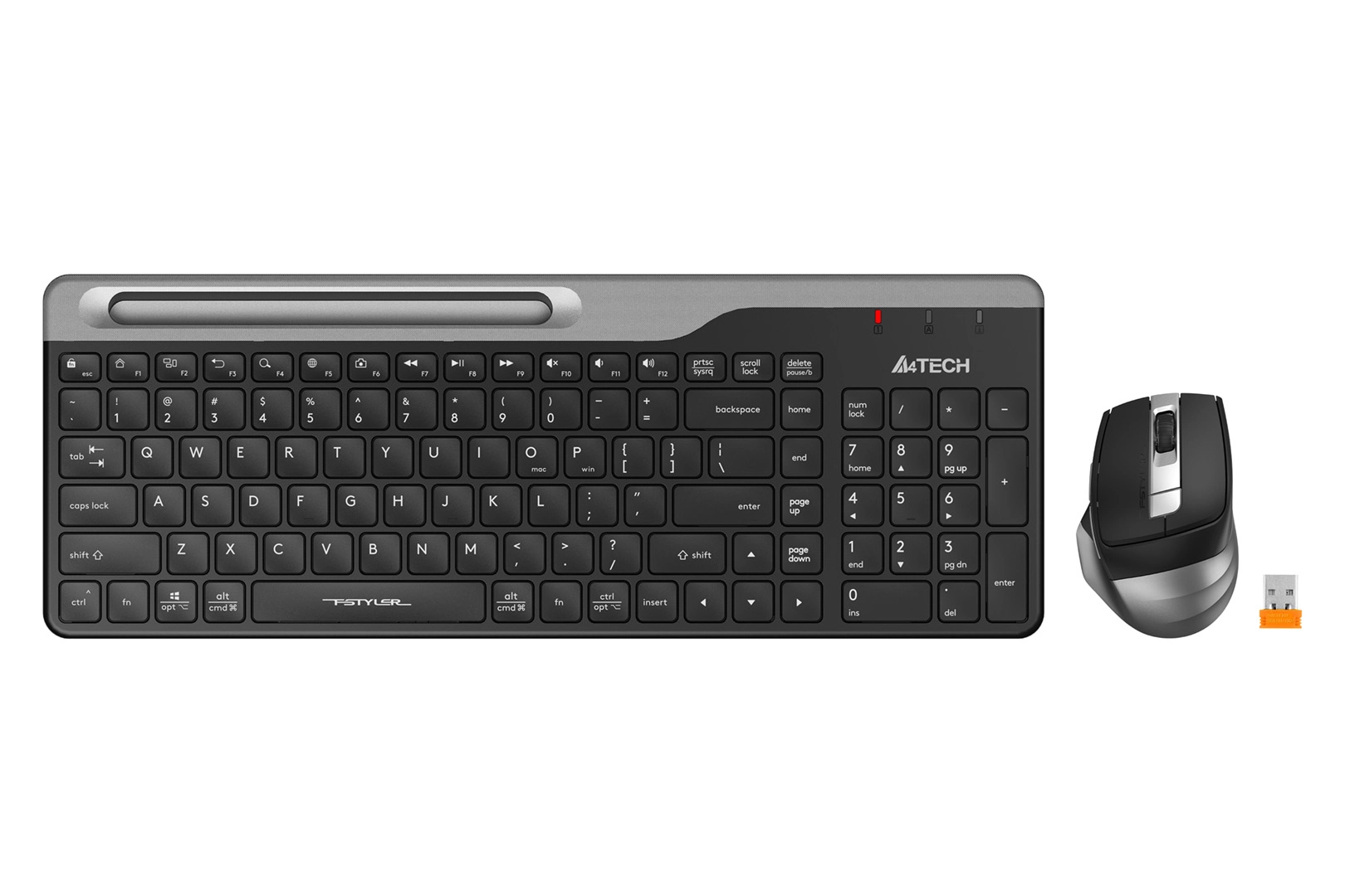 Комплект клавиатура + мышь беспроводной A4Tech Fstyler FB2535C-Smoky, серый