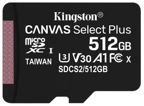 Карта памяти Kingston Canvas Select Plus, Micro SDXC, 512 GB, Class 10 (без адаптера) – купить недорого с доставкой по Алматы и Казахстану