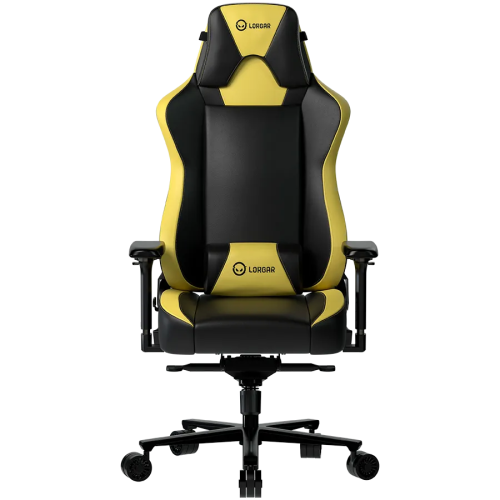 LORGAR Base 311, Gaming chair, PU eco-leather, 1.8 mm metal frame, multiblock mechanism, 4D armrests, 5 Star aluminium base, Class-4 gas lift, 75mm PU casters, Black + yellow – купить недорого с доставкой по Алматы и Казахстану