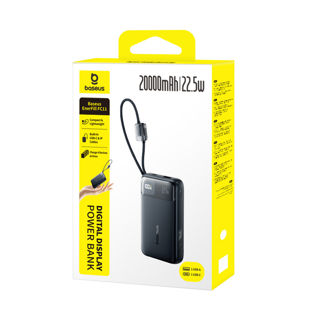 Внешний аккумулятор Baseus EnerFill FC11 20000mAh 22.5W Black (E0027S04) – купить недорого с доставкой по Алматы и Казахстану