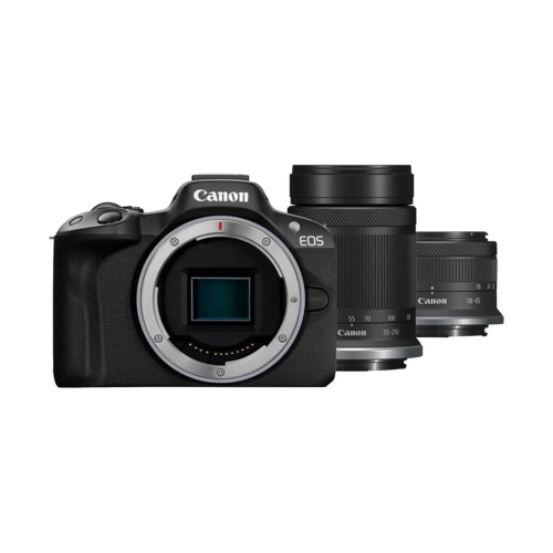Цифровой фотоаппарат CANON EOS R50 + RF-S 18-45 mm IS STM + RF-S 55-210 mm IS STM Black – купить недорого с доставкой по Алматы и Казахстану