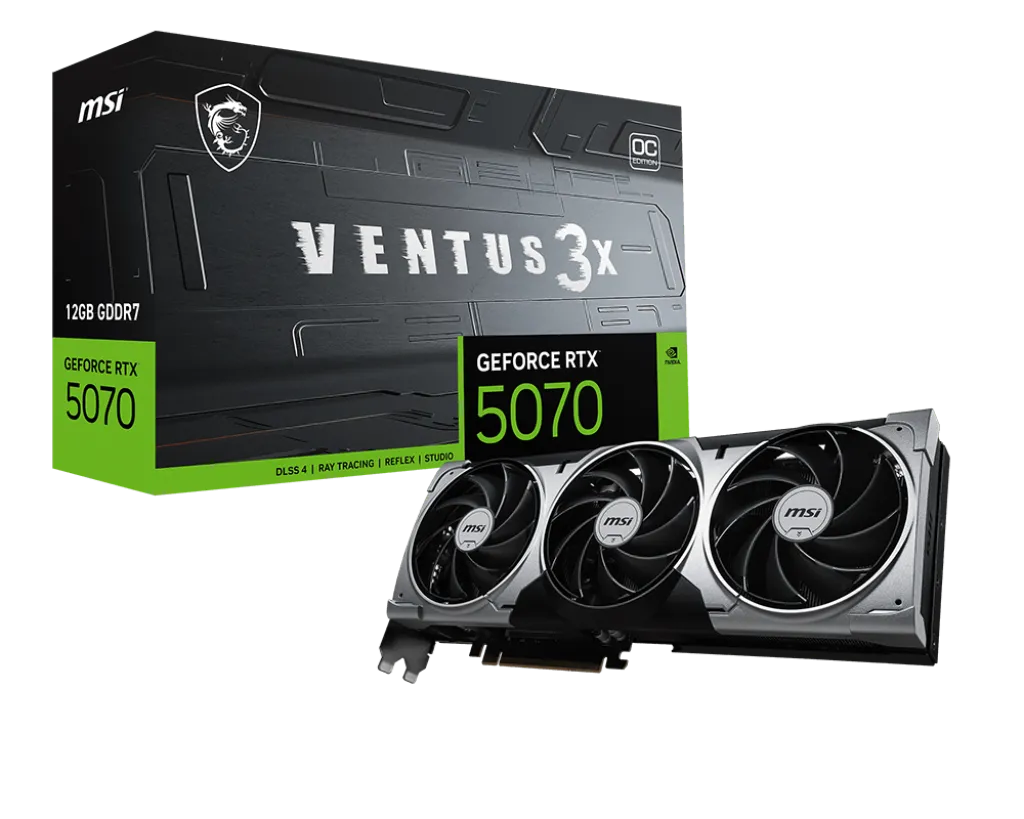 Видеокарта MSI GeForce RTX 5070 12G VENTUS 3X OC, 12Gb GDDR7 192-bit 1xHDMI 3xDP