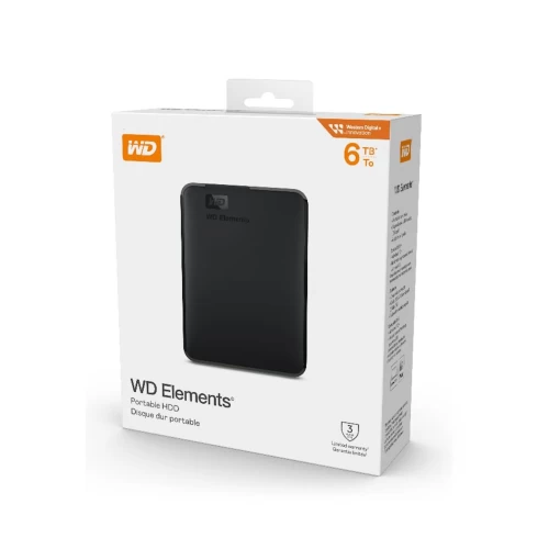 Внешний жесткий диск Western Digital Elements Portable 6TB USB 3.2 Gen 1 Черный (WDBHJS0060BBK-WESN)