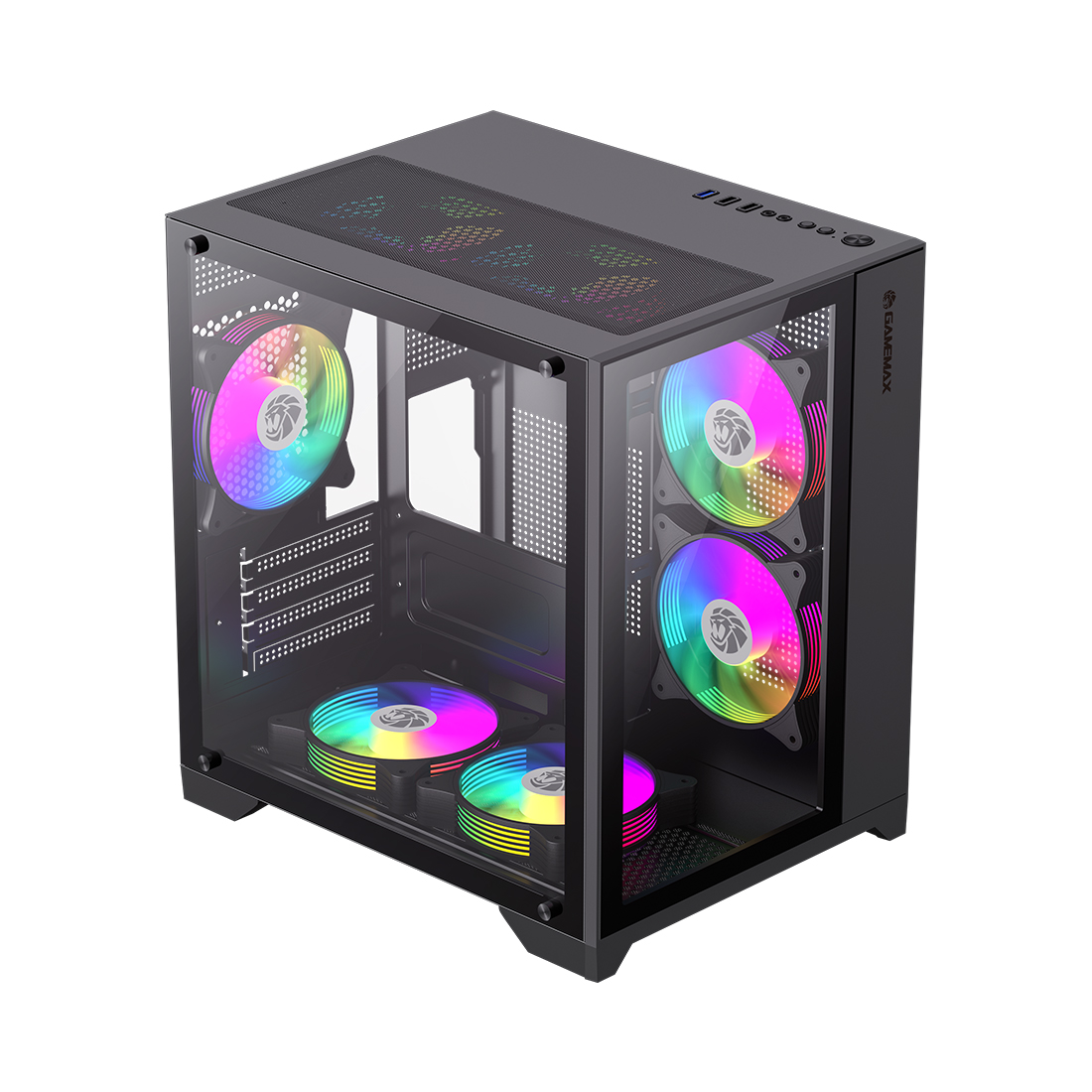 Компьютерный корпус Gamemax Infinity Mini 7 ARGB Fans + Controller Black без Б/П