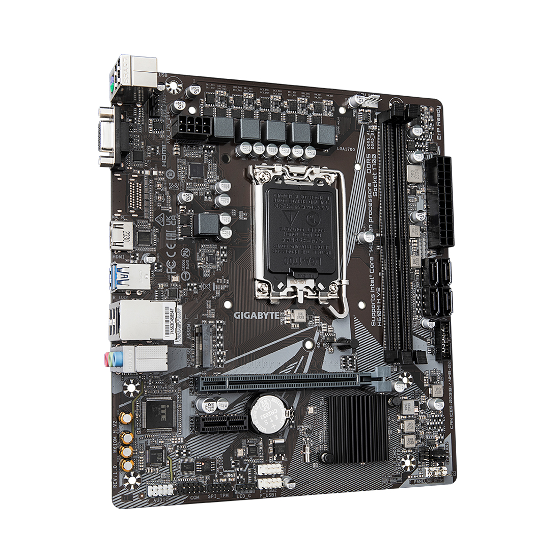 Материнская плата GIGABYTE H610M H V2, LGA1700, H610, 2xDDR5, PCIe4.0, D-SUB+HDMI, M.2, mATX фото 3