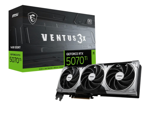 Видеокарта MSI GeForce RTX 5070Ti 16G VENTUS 3X OC, 16Gb GDDR7 256-bit 1xHDMI 3xDP