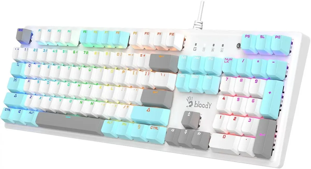 Клавиатура игровая механическая проводная A4Tech Bloody S525N Icy, белая