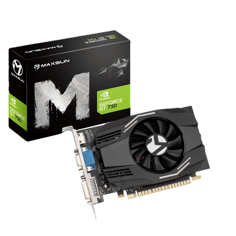 Видеокарта MaxSun MS-GT730 PH 2G, 1хHDMI+1xDVI+1xVGA, 2GB GDDR3 64bit, PCIe
