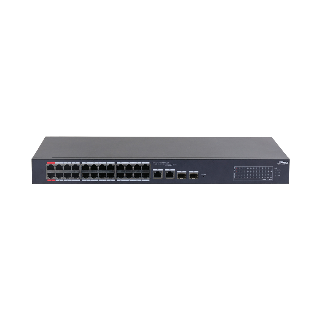Коммутатор Dahua DH-CS4226-24ET-375, 24 порта 100 Мбит/с, 2×SFP, PoE, управляемый L2 – купить недорого с доставкой по Алматы и Казахстану