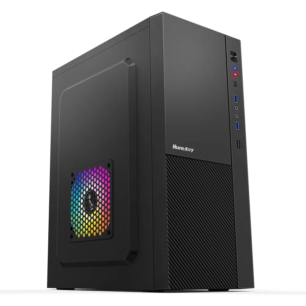 Компьютерный корпус Huntkey HK320, Без БП, 0.45mm, 1xUSB2.0, 2xUSB3.0, HD-Audio, ATX/mATX, Black фото 5