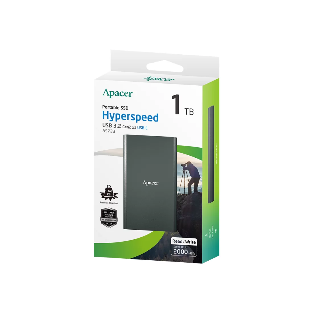 Внешний SSD Apacer AS723 1TB USB Type-C Black (AP1TBAS723B-1) фото 2