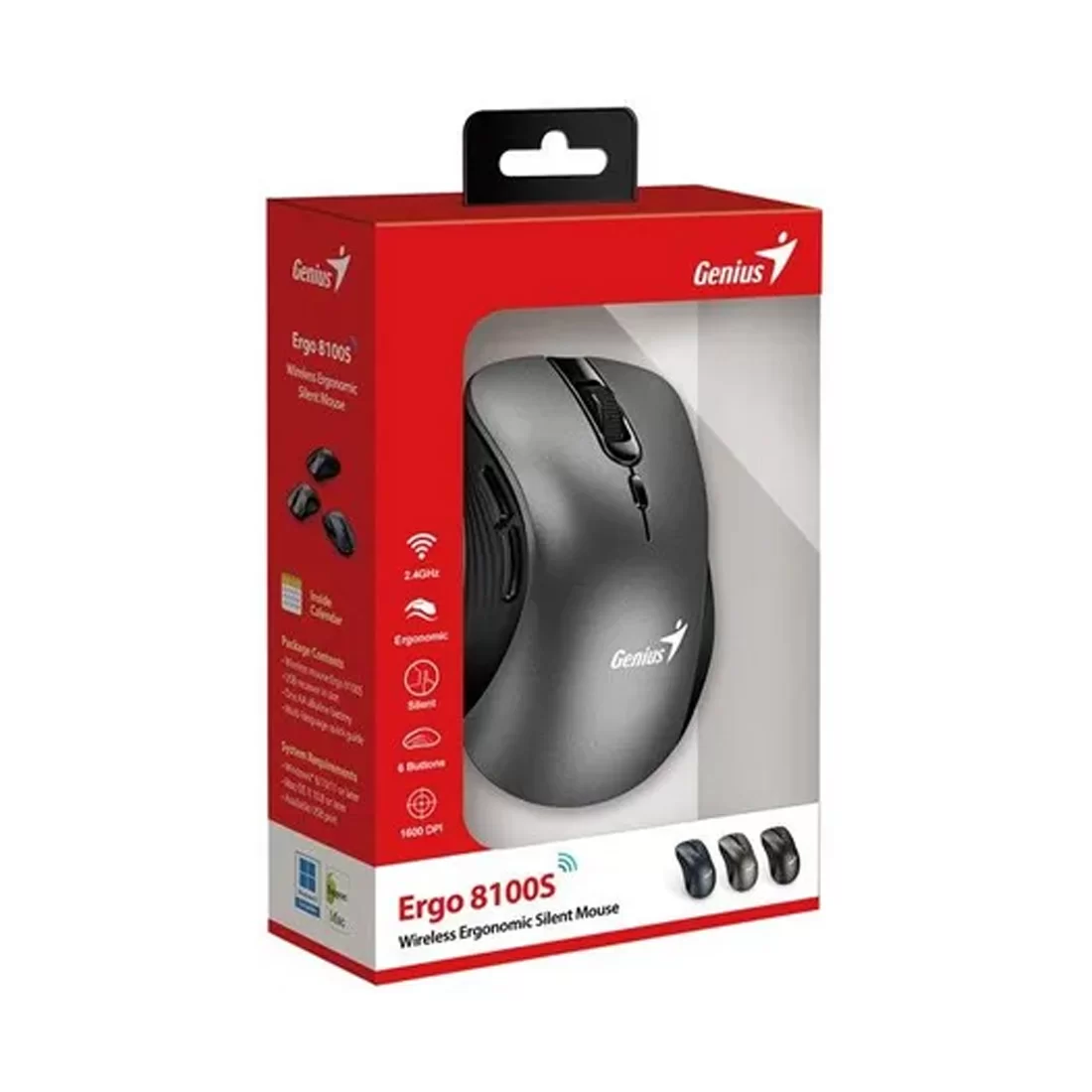 Мышь беспроводная Genius Ergo 8100S Iron, 1600 dpi, серая – купить недорого с доставкой по Алматы и Казахстану фото 3
