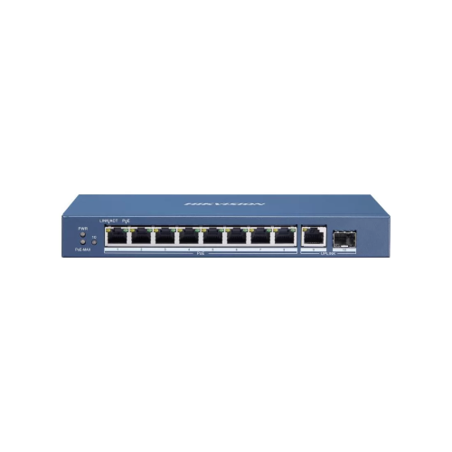 Коммутатор Hikvision DS-3E0510P-E/M, 8 портов 1 Гбит/с, 1×SFP, PoE, неуправляемый — купить в Казахстане | neom.kz