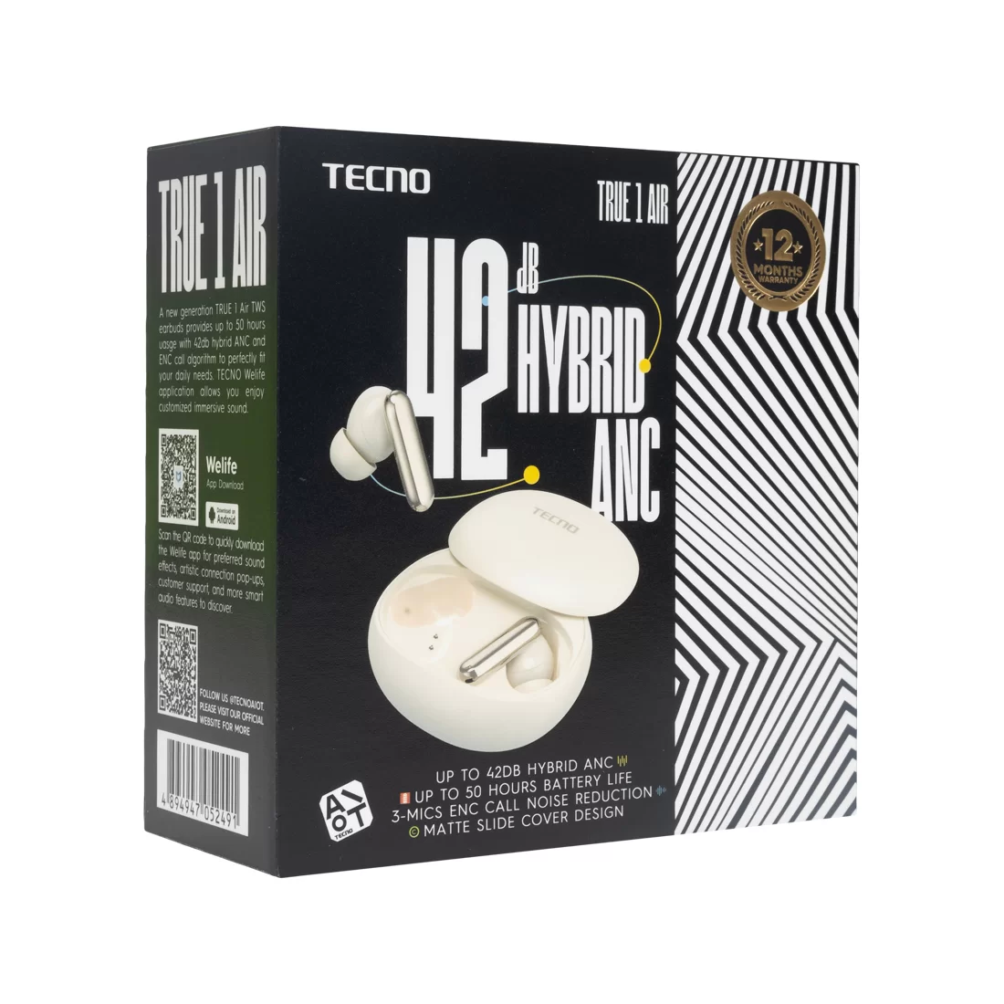 Наушники TECNO True 1 Air TU01 Air Creamy White – купить недорого с доставкой по Алматы и Казахстану фото 3
