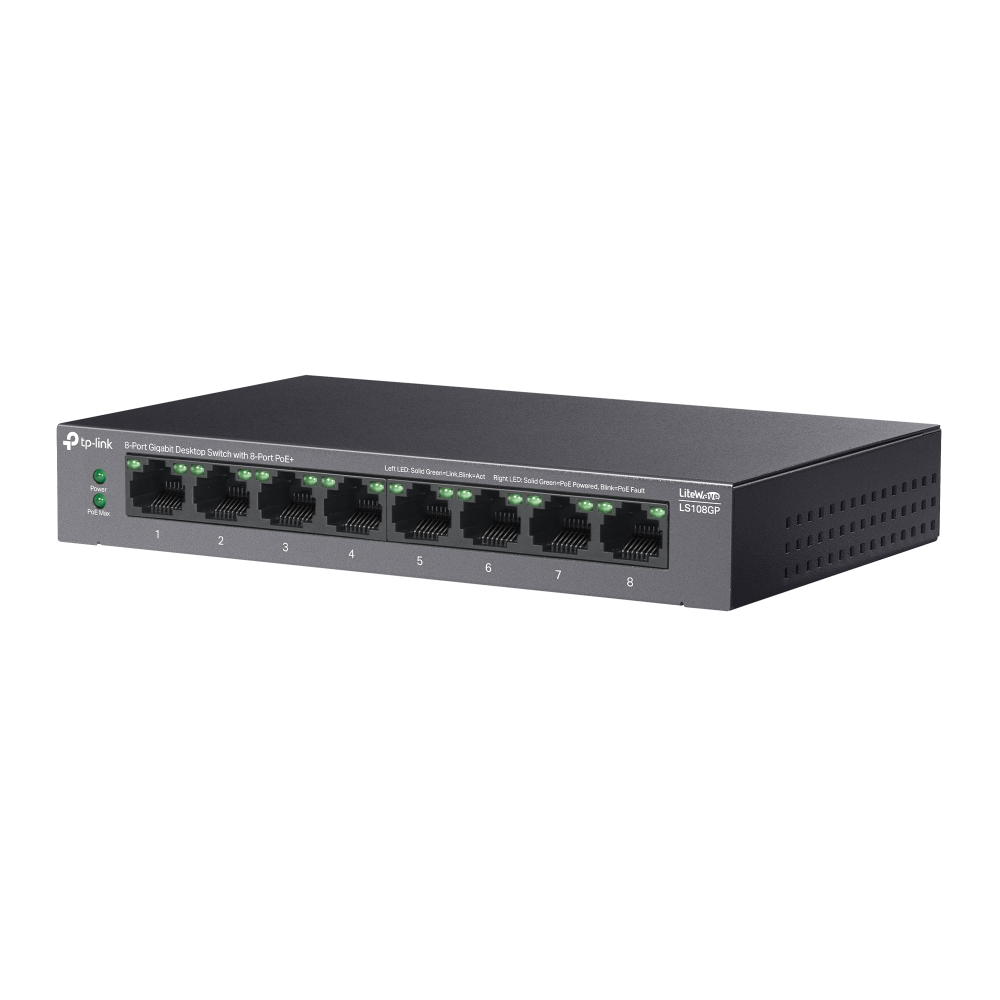 Коммутатор TP-Link LS108GP, 1 Гбит/с, PoE+