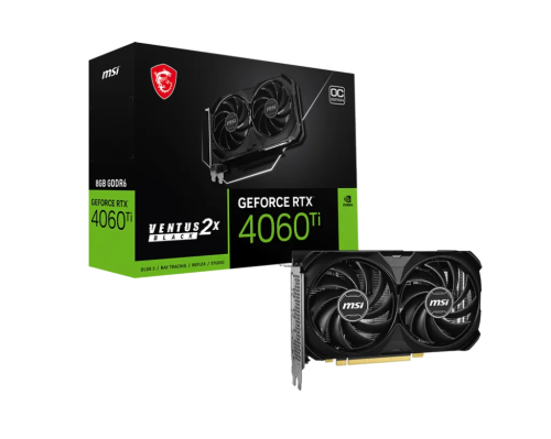 Видеокарта MSI GeForce RTX 4060TI 8G VENTUS 2X BLACK E1 OC, 8G GDDR6 128-bit HDMI 3xDP 1xHDMI