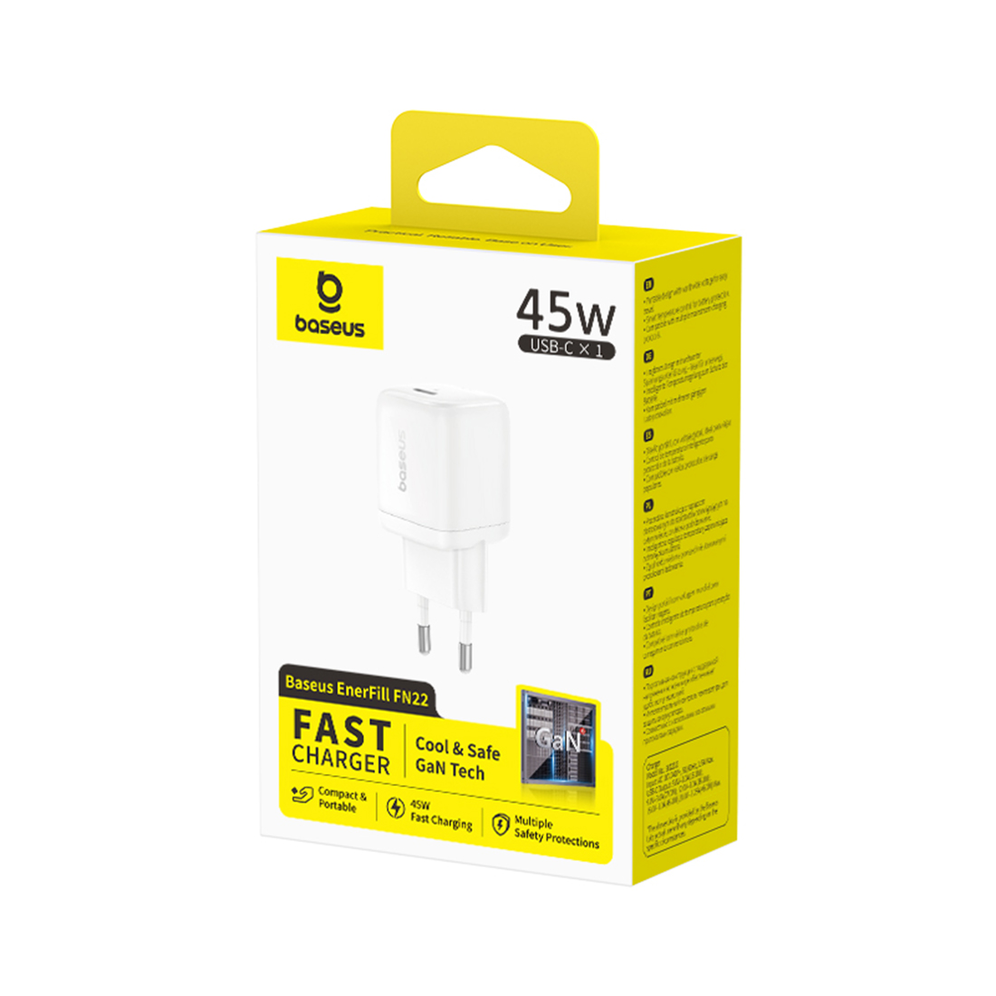 Адаптер питания Baseus FN22 1C 45W EU Moon White (E0123301) – купить недорого с доставкой по Алматы и Казахстану