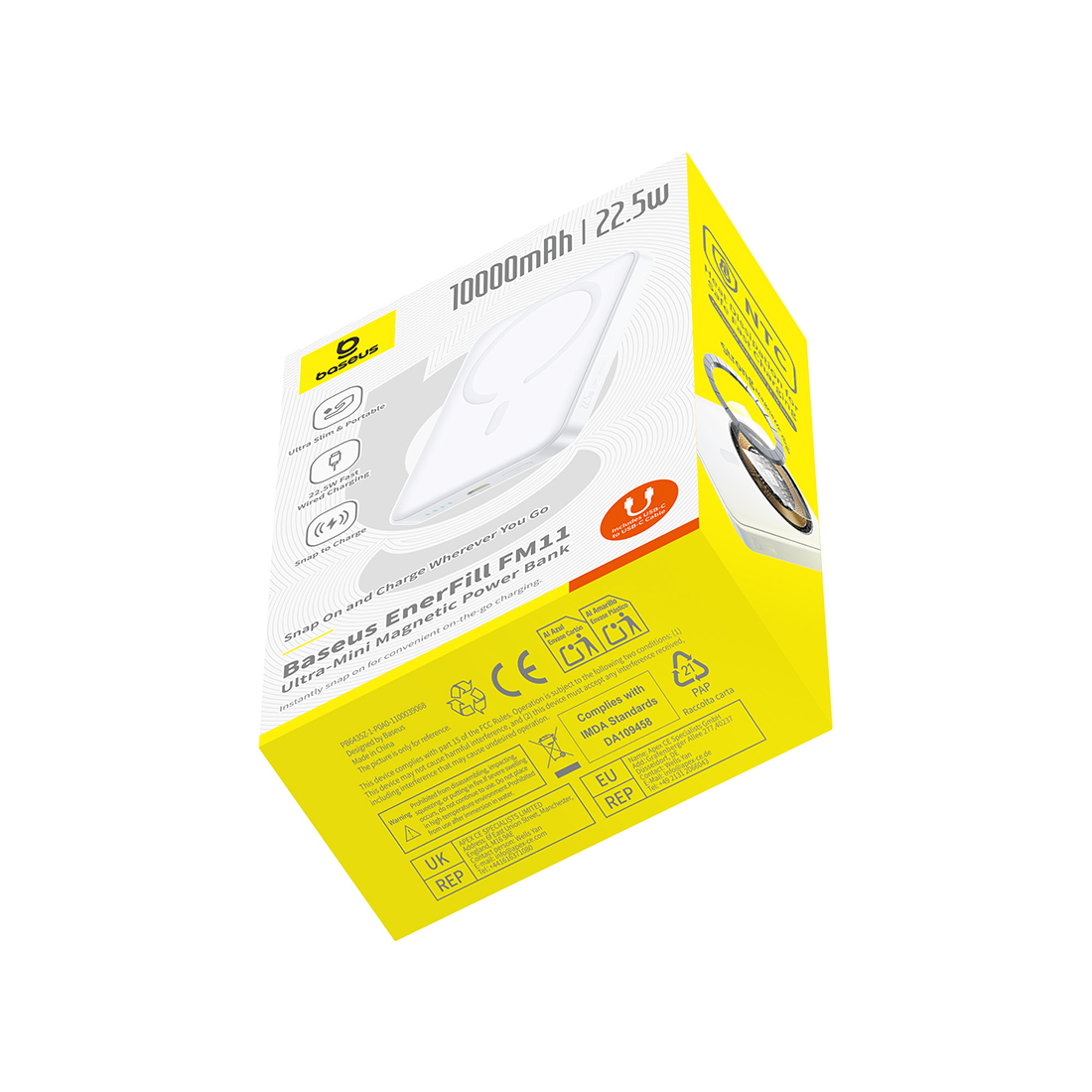 Внешний аккумулятор Baseus EnerFill FM11 Ultra-Mini10000mAh 22.5W White (P1008210E213-00 – купить недорого с доставкой по Алматы и Казахстану