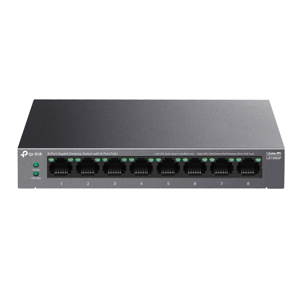 Коммутатор TP-Link LS108GP, 1 Гбит/с, PoE+