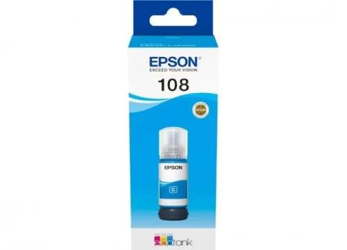 Чернила Epson 108 EcoTank /ЖEЛTAЯ НАКЛЕЙКА, Cyan, 70 мл (C13T09C24A_N) — купить в Казахстане | neom.kz