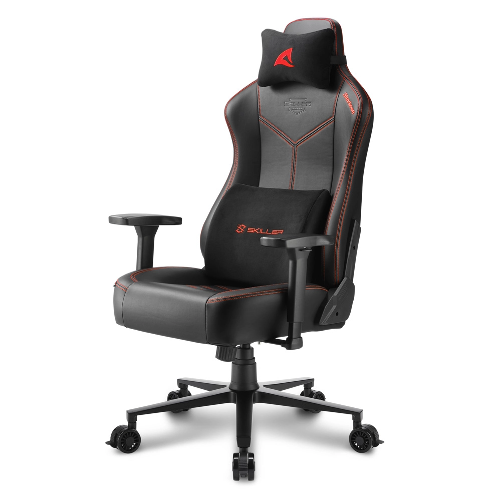 Игровое компьютерное кресло Sharkoon Skiller SGS30, экокожа, до 130 кг, чёрно-красное