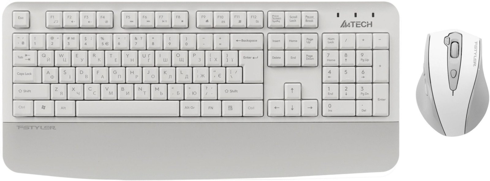 Комплект клавиатура + мышь беспроводной A4Tech Fstyler FG2500S Plus, белый — купить в Казахстане | neom.kz