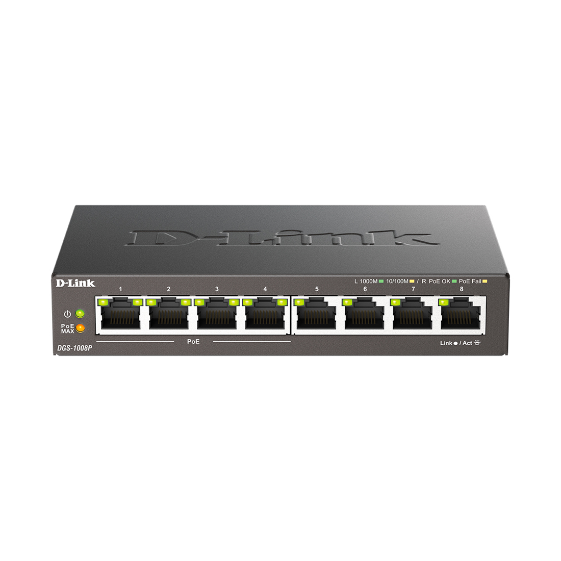 Коммутатор D-Link DGS-1008P/F3A, 8 портов 1 Гбит/с, PoE+, неуправляемый – купить недорого с доставкой по Алматы и Казахстану