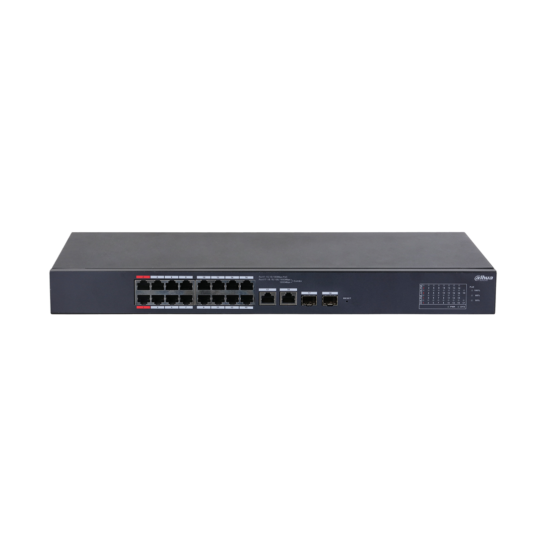 Коммутатор Dahua DH-CS4218-16ET-240, 16 портов 100 Мбит/с, 2×SFP, PoE, управляемый L2 – купить недорого с доставкой по Алматы и Казахстану