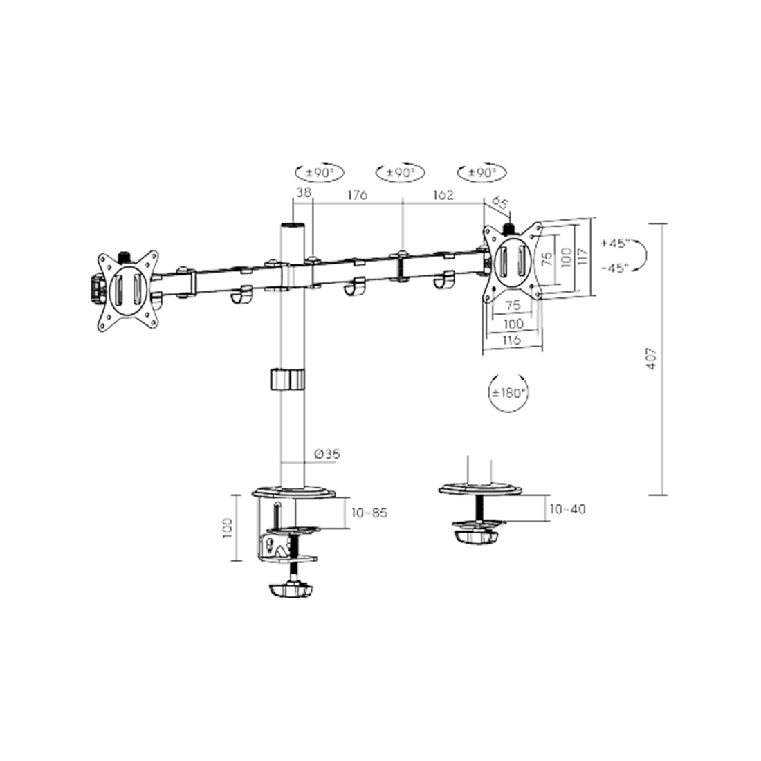 Настольный кронштейн XG MG-1732D для 2-х мониторов (17"-32") – купить недорого с доставкой по Алматы и Казахстану