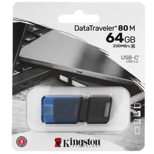 Флэш-накопитель Kingston 64Gb USB-C 3.2 Data Traveler 80M (Blue-Black) – купить недорого с доставкой по Алматы и Казахстану