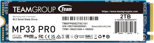 Твердотельный накопитель 2000GB SSD TeamGroup MP33 PRO M.2 NVMe R3500Mb/s W3000MB/s TM8FPD002T0C101