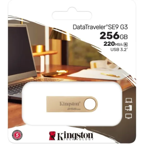 USB Flash Kingston DTSE9G3/256GB SE9 G3 запись до 100мб/с, чтение до 220 мб/с USB 3.2 Gen 1, gold metal – купить недорого с доставкой по Алматы и Казахстану