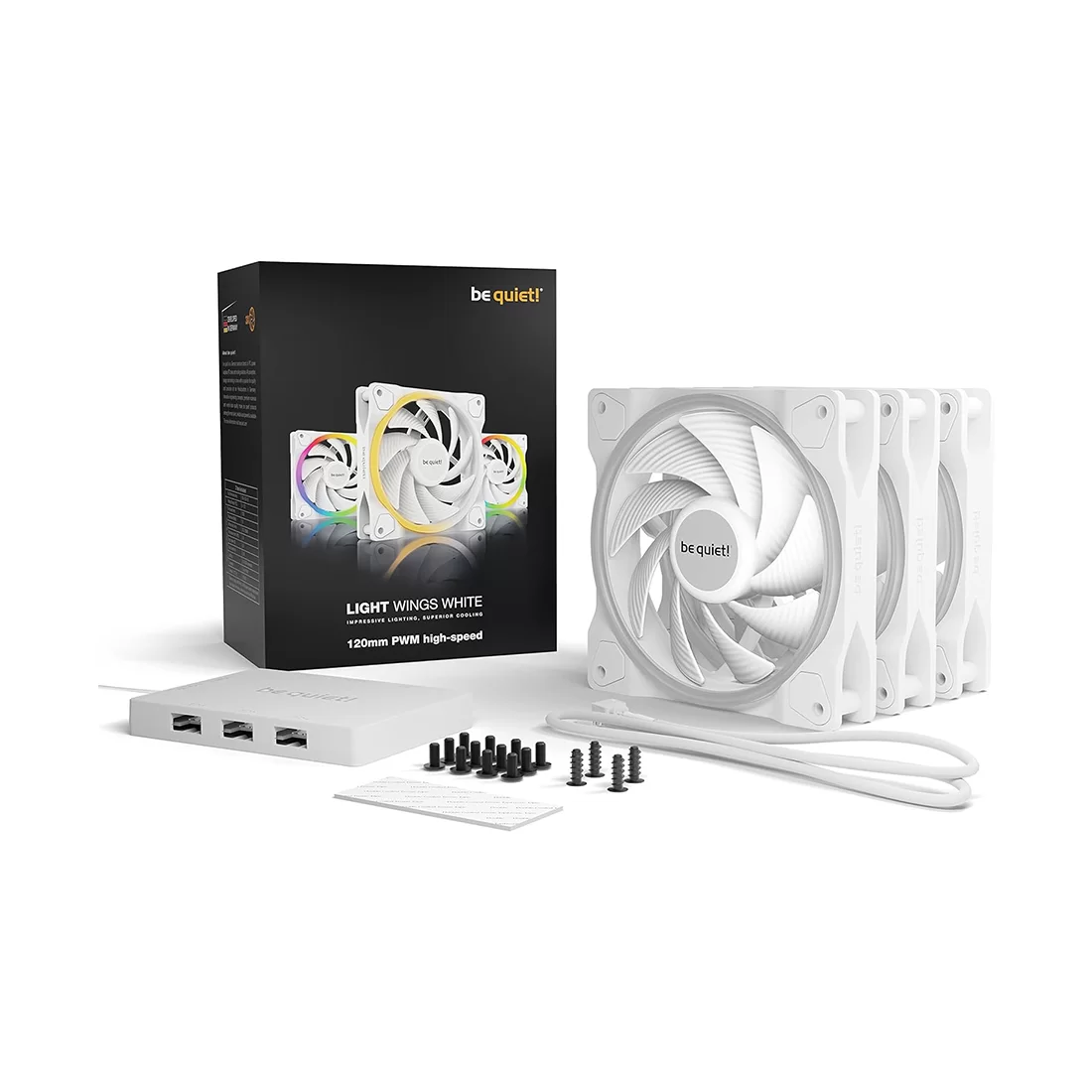 Вентилятор для компьютерного корпуса Bequiet! Light Wings 120mm PWM high-speed Triple-Pack White – купить недорого с доставкой по Алматы и Казахстану