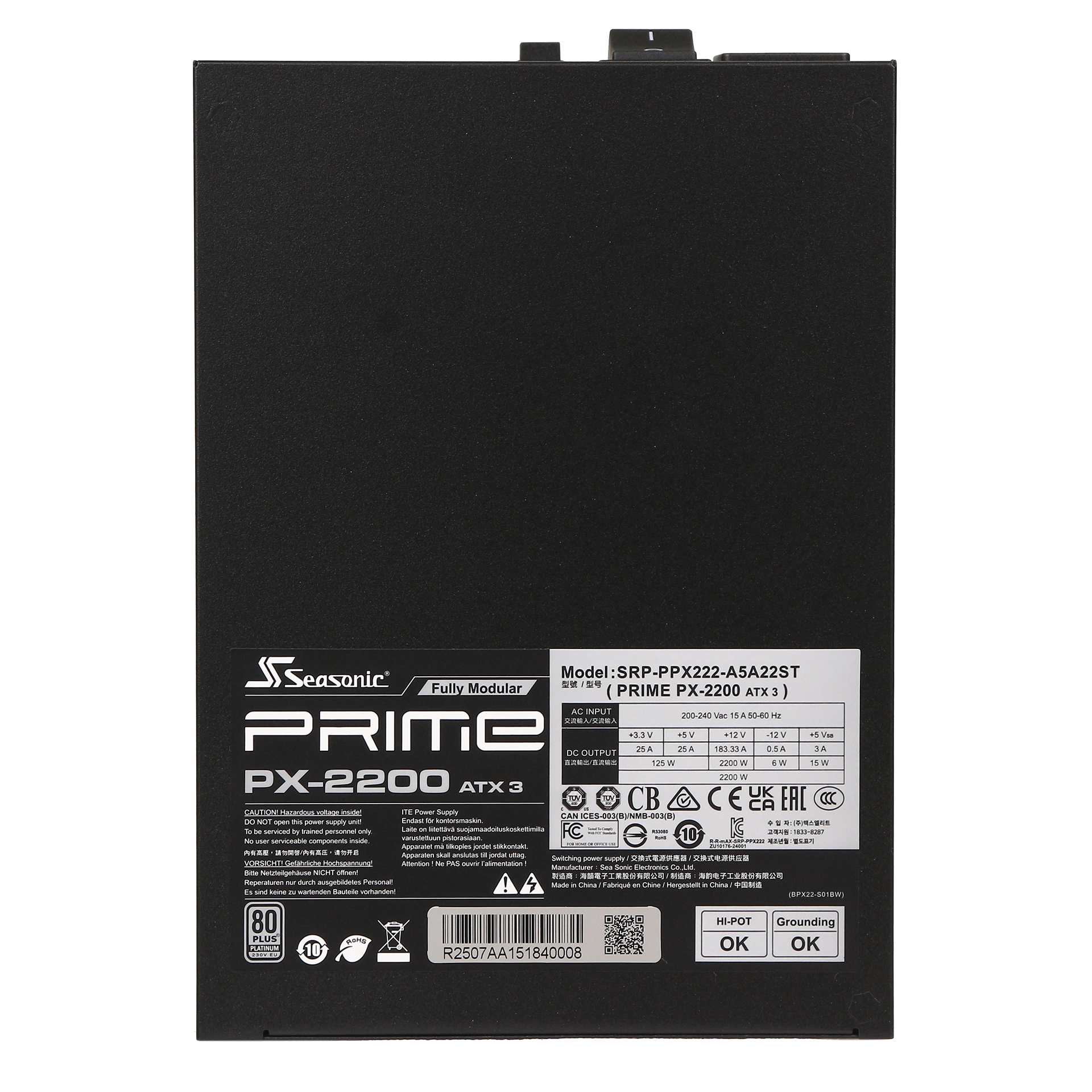 Блок питания ATX 2200 W Seasonic Prime PX-2200 ATX 3.1 – купить недорого с доставкой по Алматы и Казахстану фото 5