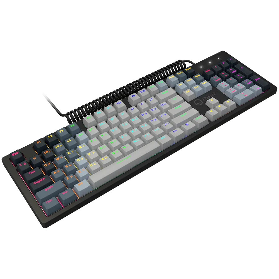 LORGAR Azar 514, Wired mechanical gaming keyboard, RGB backlight, 1680000 colour variations, 18 modes, keys number: 104, 50M clicks, linear dream switches, spring cable up to 3.4m, ABS plastic+metal, magnetic cover, 450*136*39mm, 1.17kg, white, EN+RU layo – купить недорого с доставкой по Алматы и Казахстану фото 3