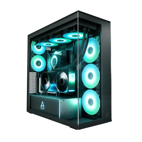 Корпус Arctic Xtender VG Clear Glass, Big Tower, черный, без БП