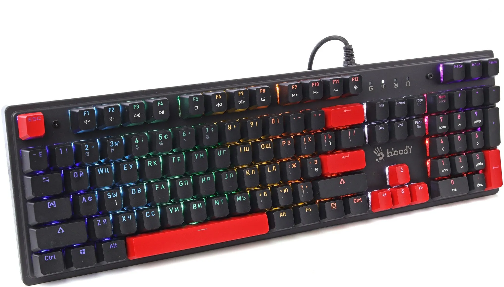 Клавиатура игровая механическая проводная A4Tech Bloody S525N Fire, чёрная