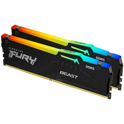 Kingston DRAM 32GB 5200MT/s DDR5 CL40 DIMM (Kit of 2) FURY Beast RGB XMP — оперативная память RAM