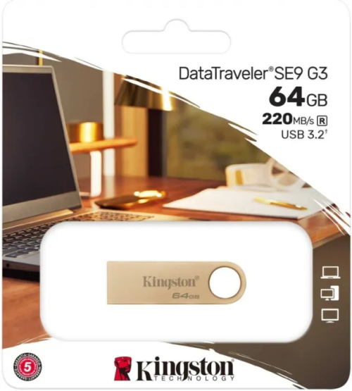 Флэш-накопитель Kingston 64Gb USB3.2 Gen1 Data Traveler SE9 (Gold Metal Case) — купить в Казахстане | neom.kz