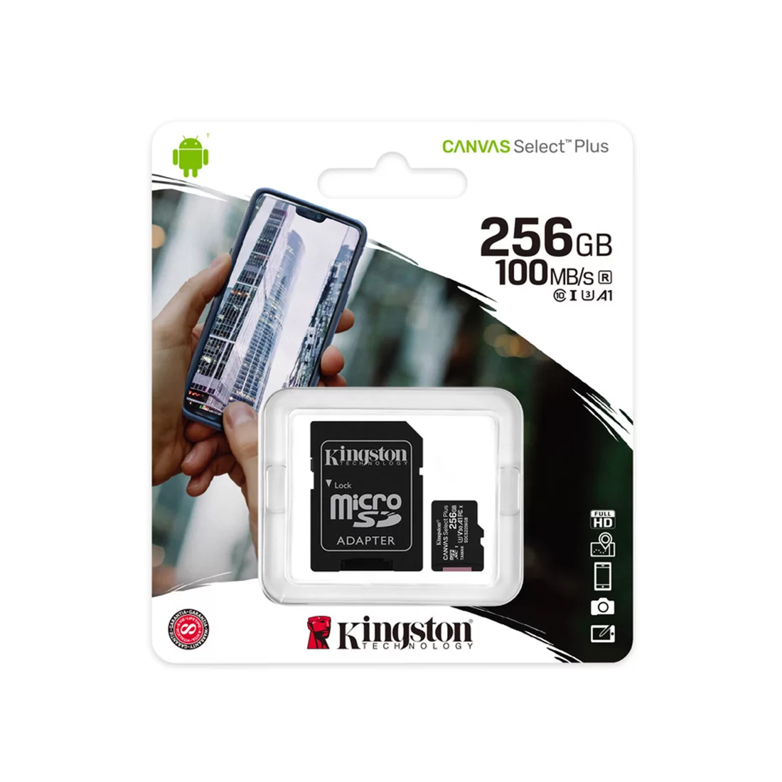 Карта памяти Kingston Canvas Select Plus, Micro SDXC, 256 GB, Class 10 (с адаптером) – купить недорого с доставкой по Алматы и Казахстану