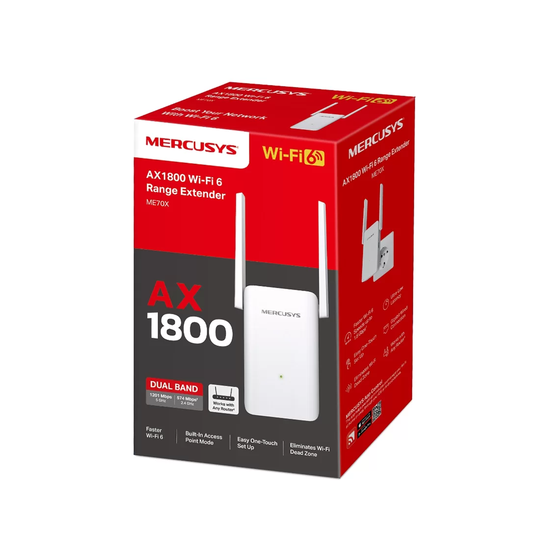 Усилитель Wi-Fi Mercusys ME70X, Wi-Fi 6 AX1800, 2.4/5 ГГц – купить недорого с доставкой по Алматы и Казахстану