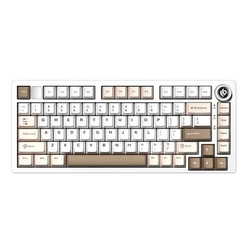 Клавиатура AULA Hi75C Pro, White+Brown, mechanical, Turquoise switch, EN/RU/KZ, 2.4/BT/USB-C — купить в Казахстане | neom.kz