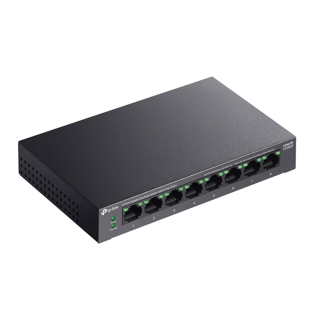 Коммутатор TP-Link LS108GP, 1 Гбит/с, PoE+