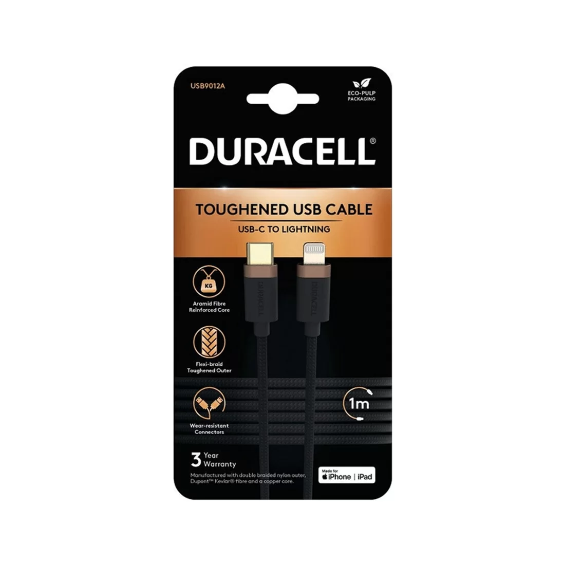 Интерфейсный кабель Duracell USB9012A USB-C to Lightning Черный – купить недорого с доставкой по Алматы и Казахстану