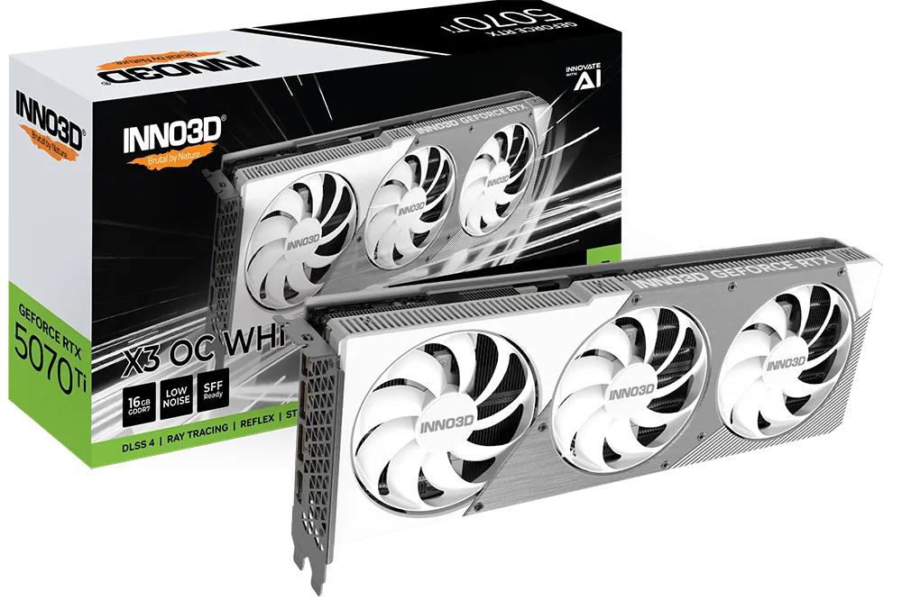 Видеокарта Inno3D GeForce RTX 5070 Ti X3 OC White 16GB GDDR7 (N507T3-16D7X-176068W)