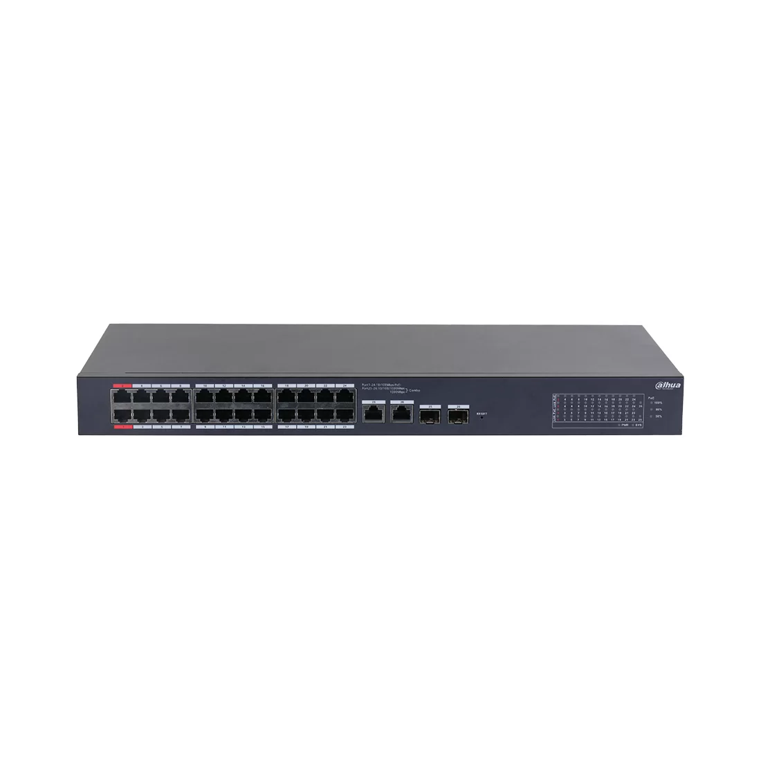 Коммутатор Dahua DH-CS4226-24ET-240, 24 порта 100 Мбит/с, 2×SFP, PoE, управляемый L2 – купить недорого с доставкой по Алматы и Казахстану