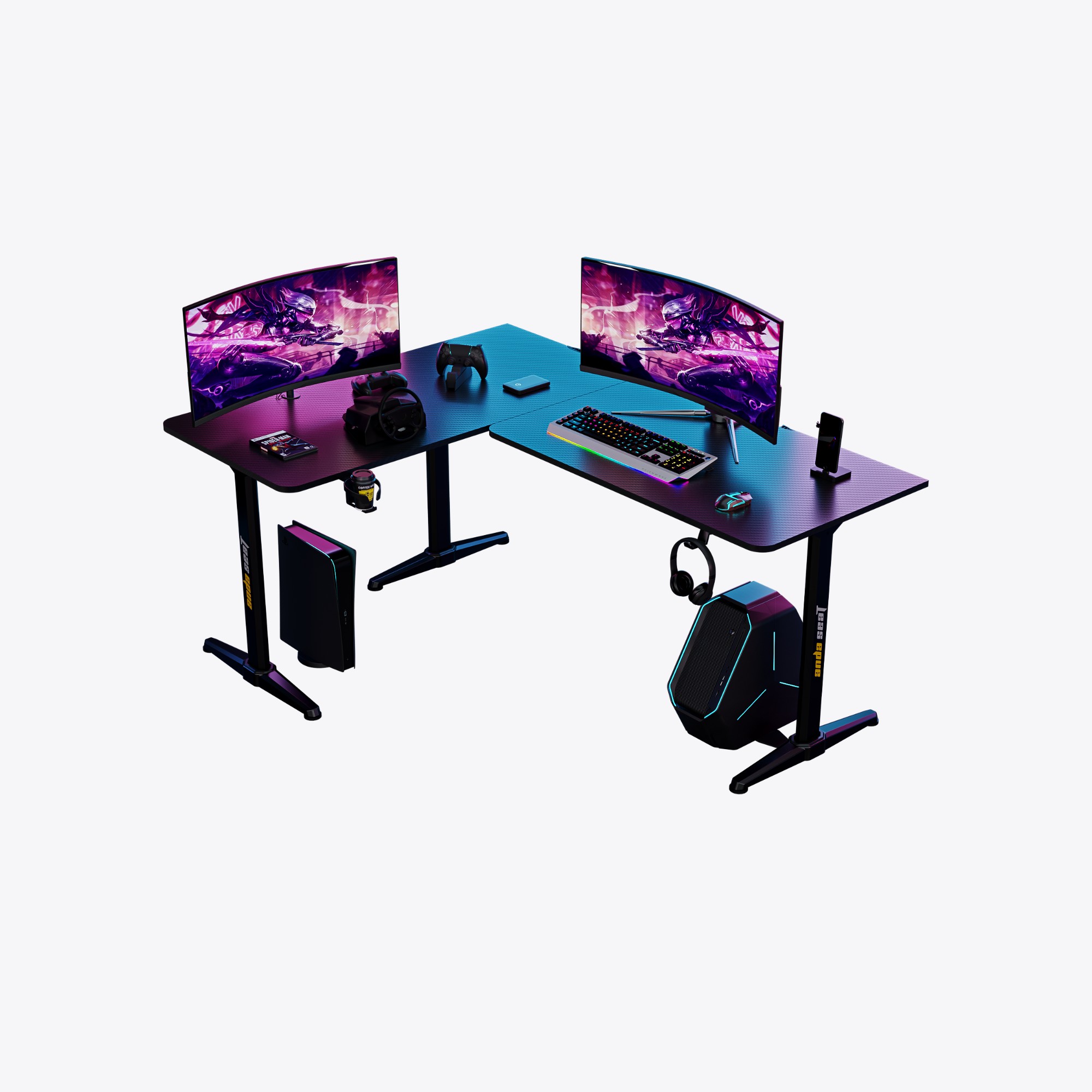 Игровой компьютерный стол AndaSeat Wind Seeker, чёрный (AD-D-PT-1600-01-B) – купить недорого с доставкой по Алматы и Казахстану